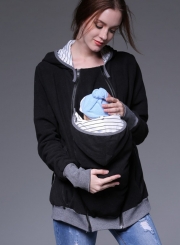 Women‘’s Maternity Kangaroo Long Sleeve Solid Hoodies