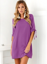 Women's Round Neck Half Sleeve Solid Mini Dresses