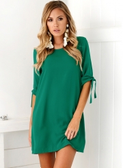 Women's Round Neck Half Sleeve Solid Mini Dresses