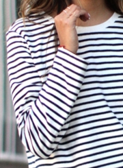 Women's Fashion Stripe Long Sleeve Loose Fit Pullover Sweatshirt