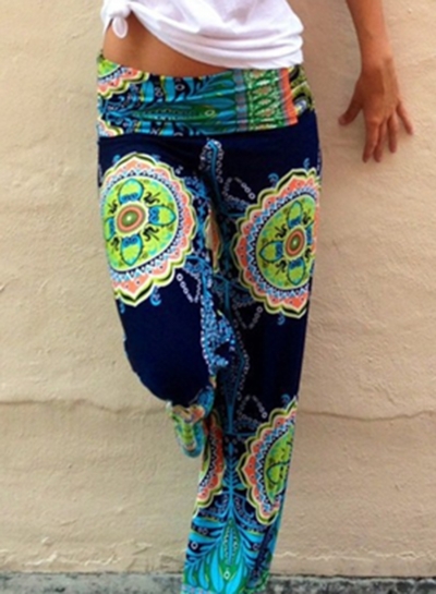 Women's Casual Floral Printed Straight Long Pants