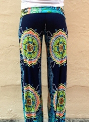 Women's Casual Floral Printed Straight Long Pants