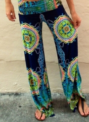 Women's Casual Floral Printed Straight Long Pants