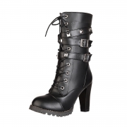 Women's Block Heels Side Zipper Boots with Rivet