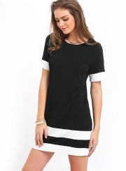 Women's Casual Round Neck Short Sleeve Solid Mini Dresses