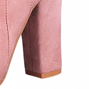 Women's Solid Peep Toe Side Zipper Block Heels Boots