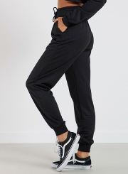 Women's Solid Drawstring Waist Sweat Pants