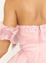 Women's Solid Strapless Off Shoulder A-line Cocktail Dress