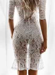 Women's Half Sleeve Lace Bodycon Club Dress