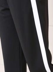 Women's Drawstring Waist Stripe Sweat Pants