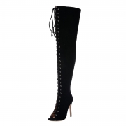 Women's Peep Toe Lace up High Heels Over-the-knee Boots