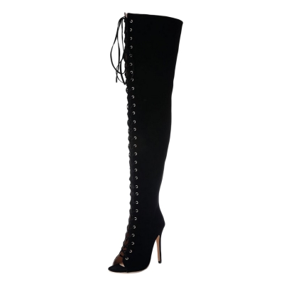 women's lace up over the knee boots