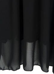 Women's V Neck Short Sleeve Lace Panel A-line Dress