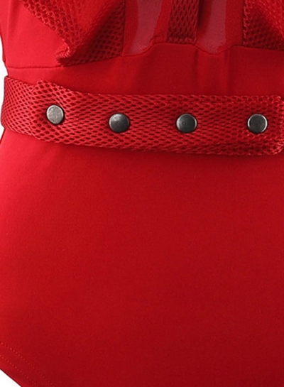 Solid Short Sleeve Mesh Panel Bodysuit stylesimo.com