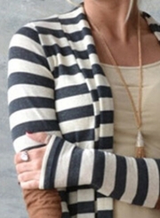 Striped Long Sleeve Open front Cardigan