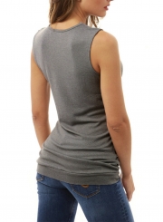 Casual V Neck Sleeveless Solid Color Tank Top