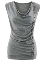 Casual V Neck Sleeveless Solid Color Tank Top