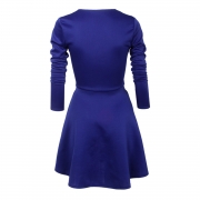 Fashion V Neck Long Sleeve Bow Detail A-line Dress