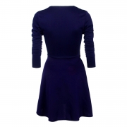 Fashion V Neck Long Sleeve Bow Detail A-line Dress