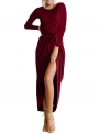 women-s-elegant-solid-long-sleeve-dress-with-belt