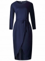 women-s-elegant-solid-long-sleeve-dress-with-belt