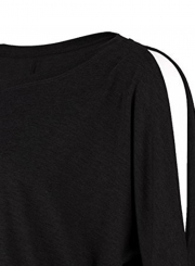 Round Neck Off Shoulder Knit Tee Shirt