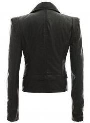Fashion Long Sleeve PU Zip Motorcycle Jacket