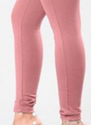 Casual High Waist Solid Color Lace Up Leggings