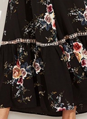 Vintage V Neck Floral Maxi Dress