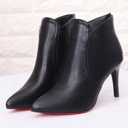 Pointed Toe Back Zipper Solid Color Ankle Boots