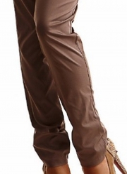 Fashion Mid Waist Solid Color Pants