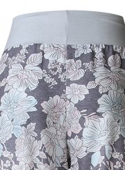 Loose Fit Drawstring Waist Floral Print Pants