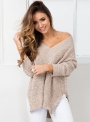 women-s-v-neck-long-sleeve-solid-slit-knit-sweater