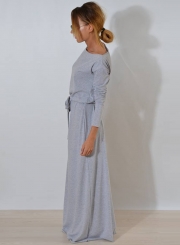 One Shoulder Maxi Dress with Belt