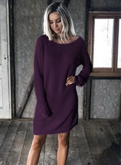Batwing Sleeve Loose Pullover Mini Dress