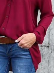 Fashion V Neck Button down Chiffon Shirt