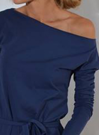 One Shoulder Maxi Dress with Belt stylesimo.com