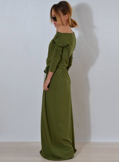 One Shoulder Maxi Dress with Belt stylesimo.com