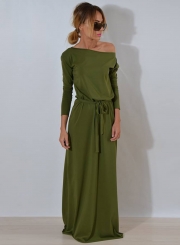 One Shoulder Maxi Dress with Belt