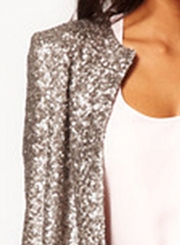 Long Sleeve Sequins Open front Blazer