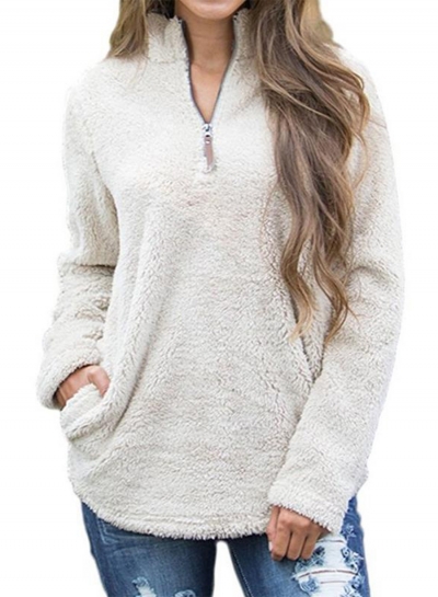 front Zip Pullover Fleece Sweatshirt STYLESIMO.com