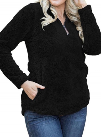 front Zip Pullover Fleece Sweatshirt YOUYOUFASHIONEC.com