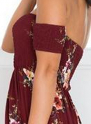 Boho Floral Off Shoulder Split Maxi Dress