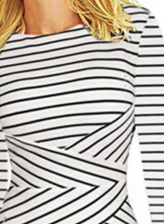 Sleeveless Striped Bodycon Knee Length Dress