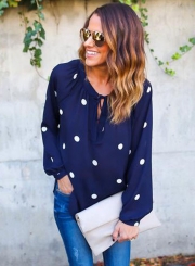 Casual Long Sleeve Polka Dots Loose Fit Blouse