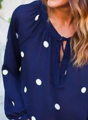 Casual Long Sleeve Polka Dots Loose Fit Blouse