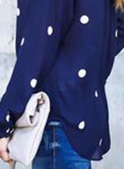 Casual Long Sleeve Polka Dots Loose Fit Blouse