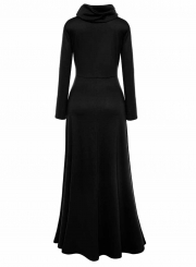 Cowl Neck Long Sleeve Loose Maxi Dress