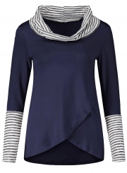 Stripe Long Sleeve Irregular Pullover Tee