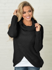 Fashion Turtleneck Long Sleeve Solid Color Pullover Knitwear